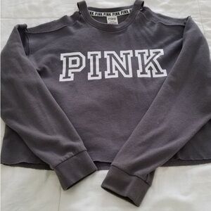 PINK Victoria's Secret Gray Crew Neck Cropped Sweater
